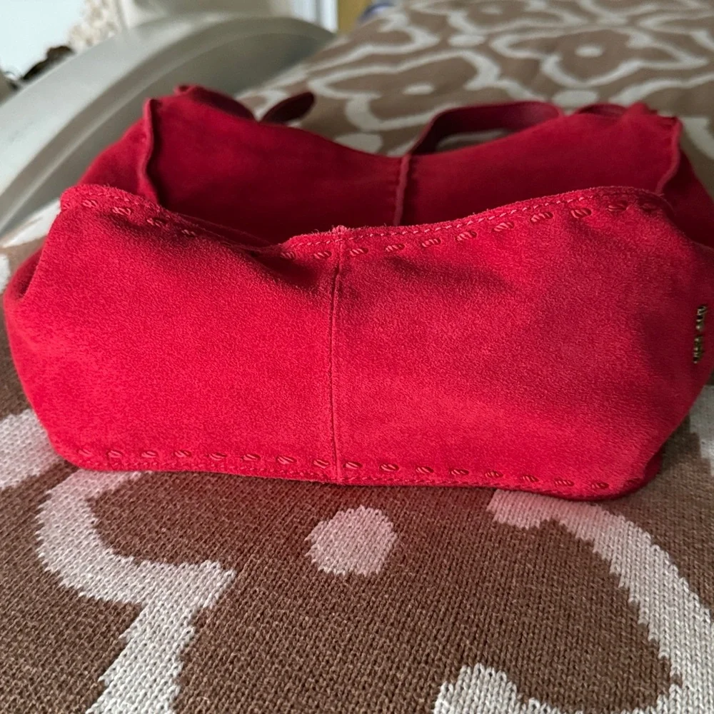 The Sak Los Feliz Scarlet Red Suede Hobo Bag Handbag Purse - Picture 14 of 16